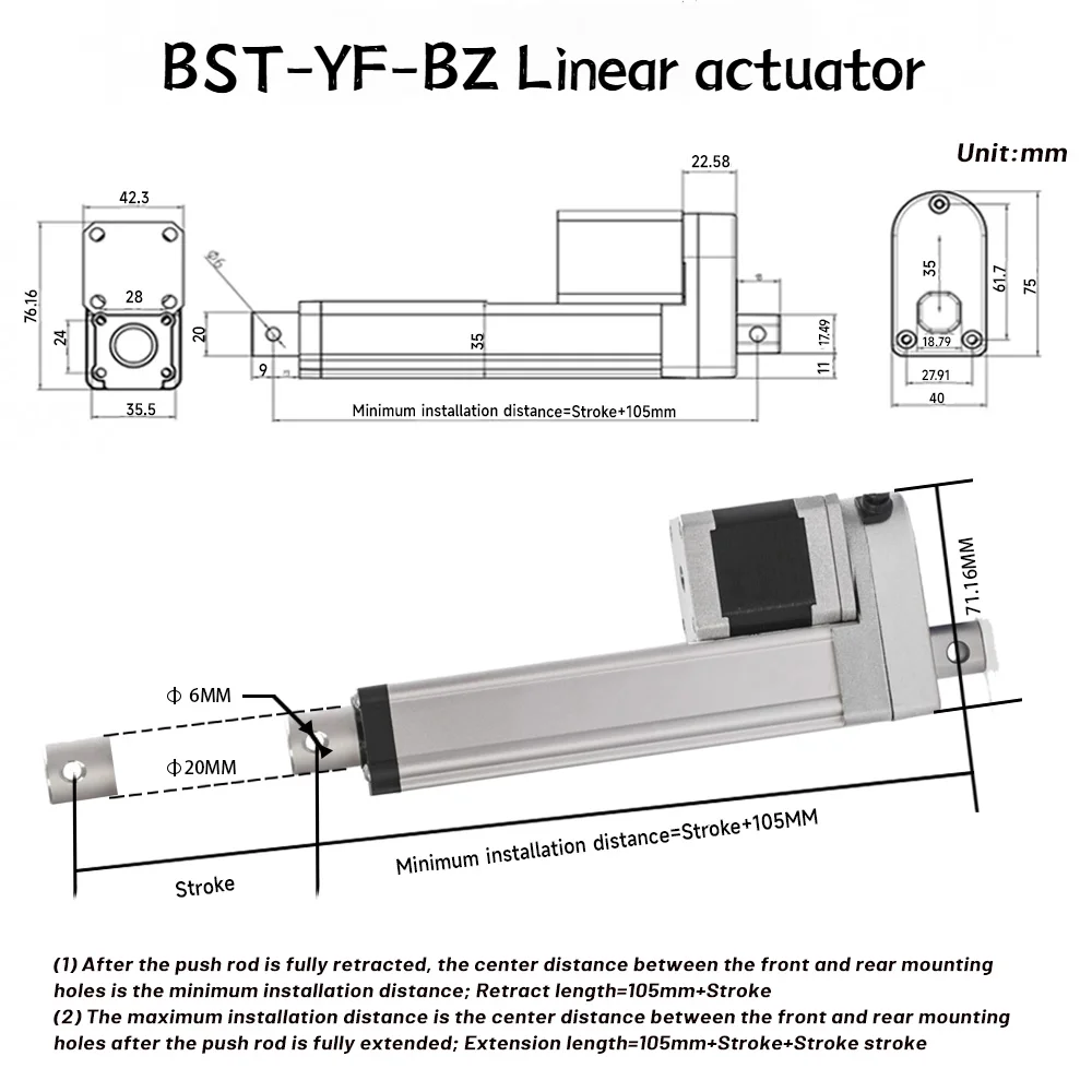 Высокоточный линейный привод,  – обзор и цена Linear Actuator Electric 1000Mm