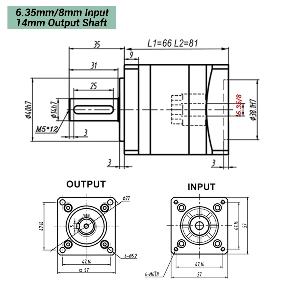 Планетарный редуктор Nema23, ш – обзор и цена Planetary Gearbox Nema 23