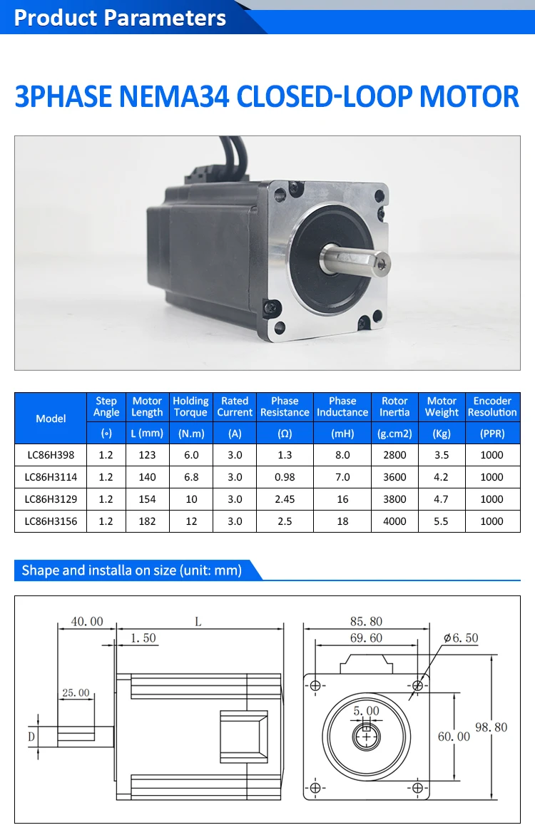Комплект шагового двигателя LI – обзор и цена Stepper Motor Nema 34 Closed Loop